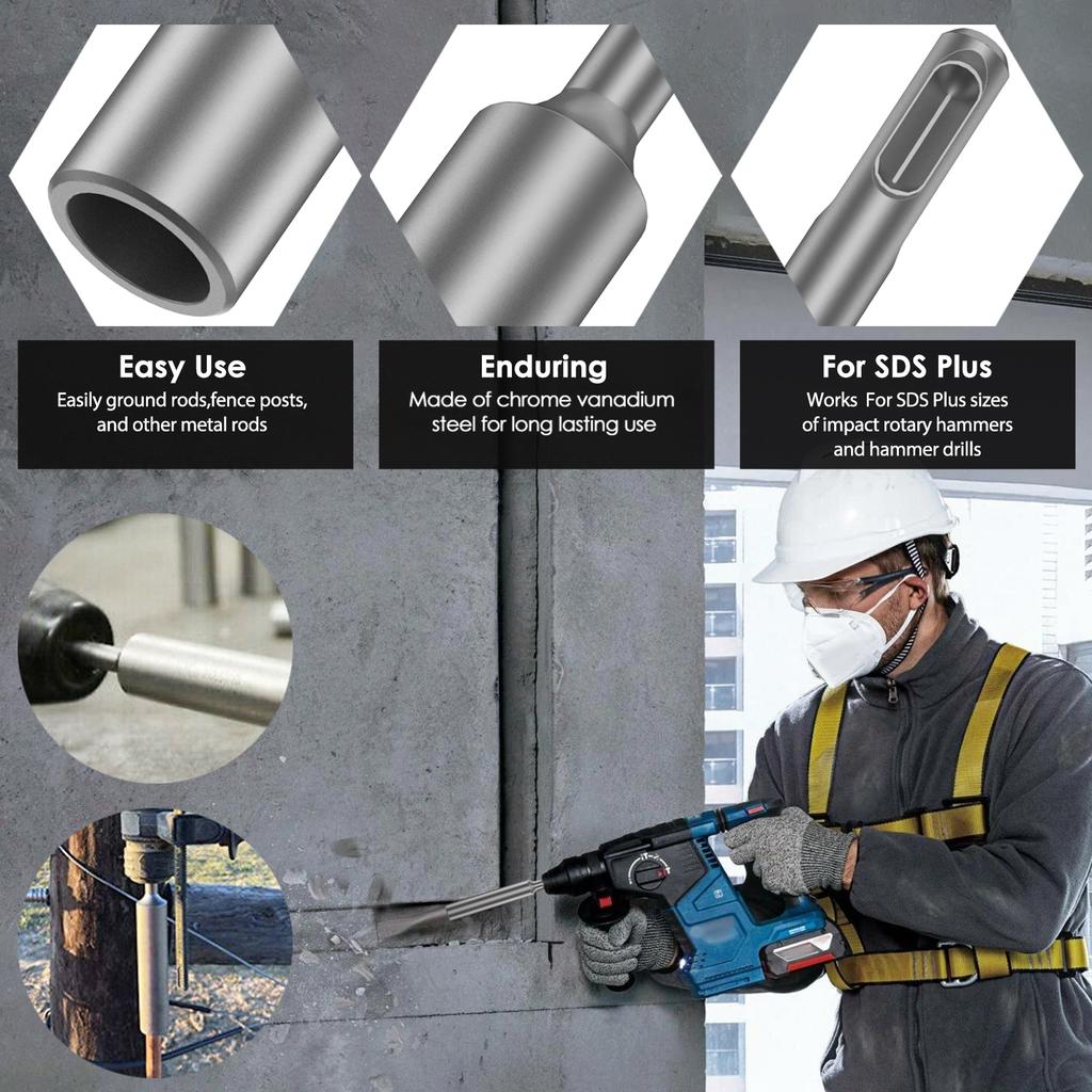 SDS Plus Bohrer Erdungsstangen-Treiber Professionelle Muss-Größe Stahl Erdungsstangen-Treiber Adapter Bits für Alle SDS Plus Bohrhammer