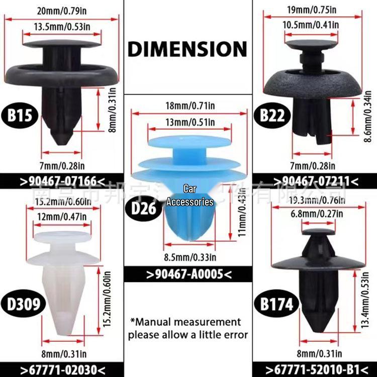100PCS Car Retainer Set, 5 Types, for Toyota RAV4 and Camry Bumper Fasteners