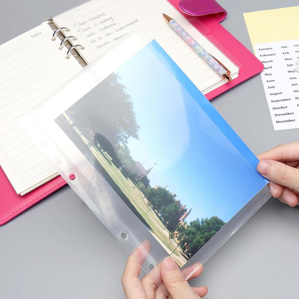 NatSumeBasics 12 A5 Binder Pocket Dividers with Tabs Zipless 5" x 8" Clear Cash Stuffing Envelopes Planner erts for 6 Ring Budgeting Accessories (12
