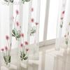1PC LOZUJOJU 10-20% Blackout Rural Style Cartoon Pink Daisy Embroidered White Sheer Curtain for  Living Room Bedroom Window Decoration Home Decor