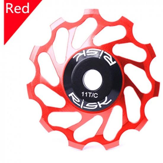 RISK 11T Rear Derailleur Ceramic Bearing Guide Wheel Aluminum Alloy Bike Jockey Wheel Mountain Road MTB Bicycle Jockey Roller красный