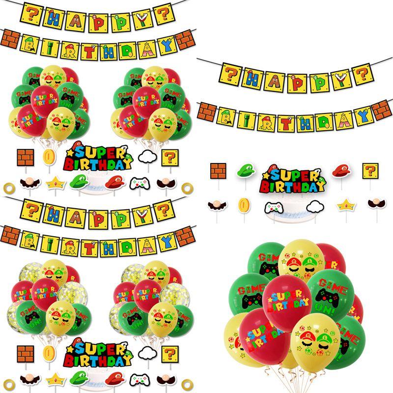 Festliche Super Mary Mario Luftballons Kuchenaufsatz Banner Für Fröhliche Geburtstagsfeiern