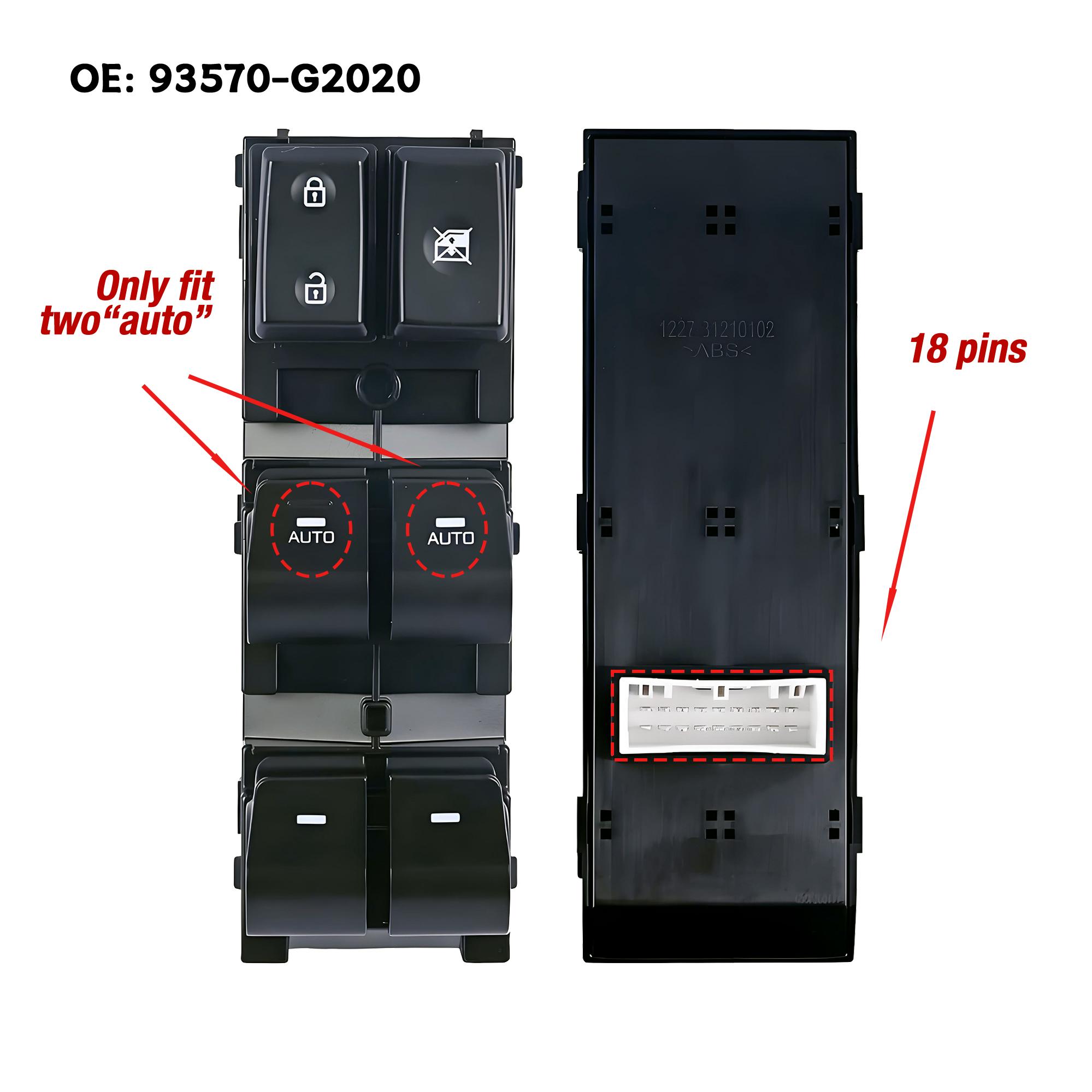 93570-G 93570-G4X For Hyundai Ioniq 2017 2018   ,Front Left Driver Power Master Window Lifter Control Switch 93570G2020