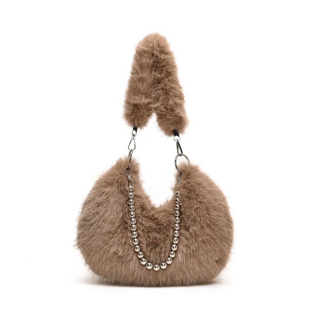 Mao Mao Bag Fashion Shoulder Bag Chain Messenger Bag Commuter Underarm Bag Plush Handbag Bag
