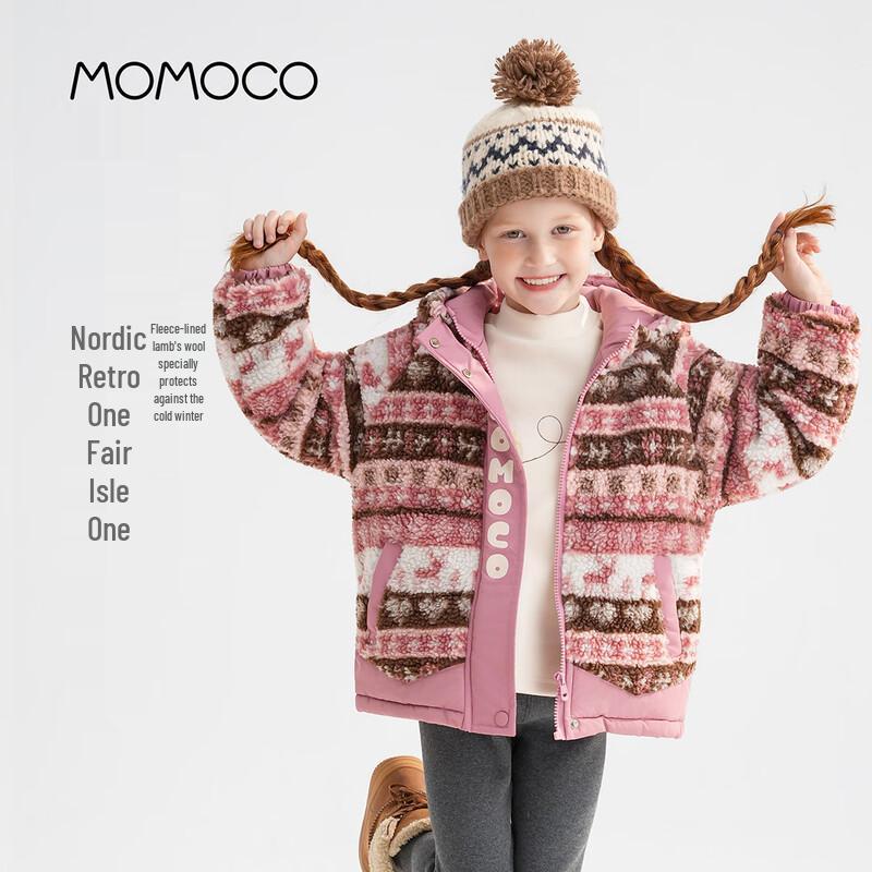 Зимнее меховое пальто с капюшоном для девочек MOMOCO 90
