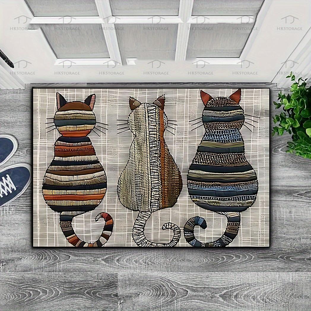 

Cute Cat Pattern Doormat Scratched Painting Home Decor Entryway Rug Welcome Floor Mat Entrance Carpet Living Room Rugs 40X60CM (1.3X2FT