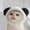 Cute Cats Hat Small Dog Headwear with Ears Pet Holiday Accessories Panda Shape Photo Props for Cats and Dogs