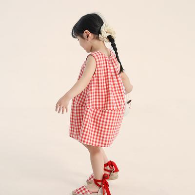 Girls Vintage Dress Print Summer Dresses Kids Casual Sleeveless Beach Cotton Dress Summer Outfits for Toddler Breathable Sundress for Little Girls
