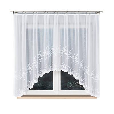 Bakaro - Ready-Made Jacquard Curtain With A Cut At The Bottom - 320X160 Cm - White