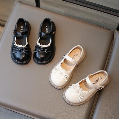 Girls’ Princess Shoes, Korean Style Spring/Autumn New Arrival, Stylish Children’s Leather Shoes, Soft-Soled Bow Flats for Young & Middle Childhood