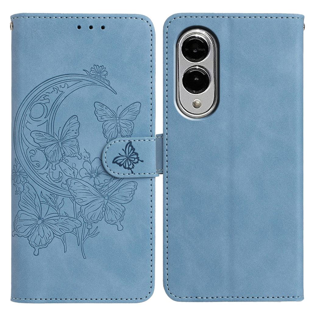 Für Samsung Galaxy S25 Edge Hülle Schmetterling Blume Geprägt PU Leder Brieftasche Ständer Handyhülle