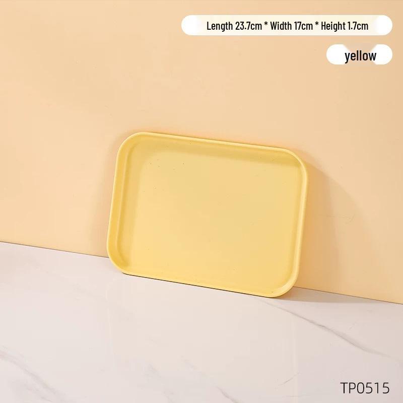 PP Wood Grain Plastic Serving Tray - Rectangular, Food Grade, Round Edges, Commercial Bread Plate.