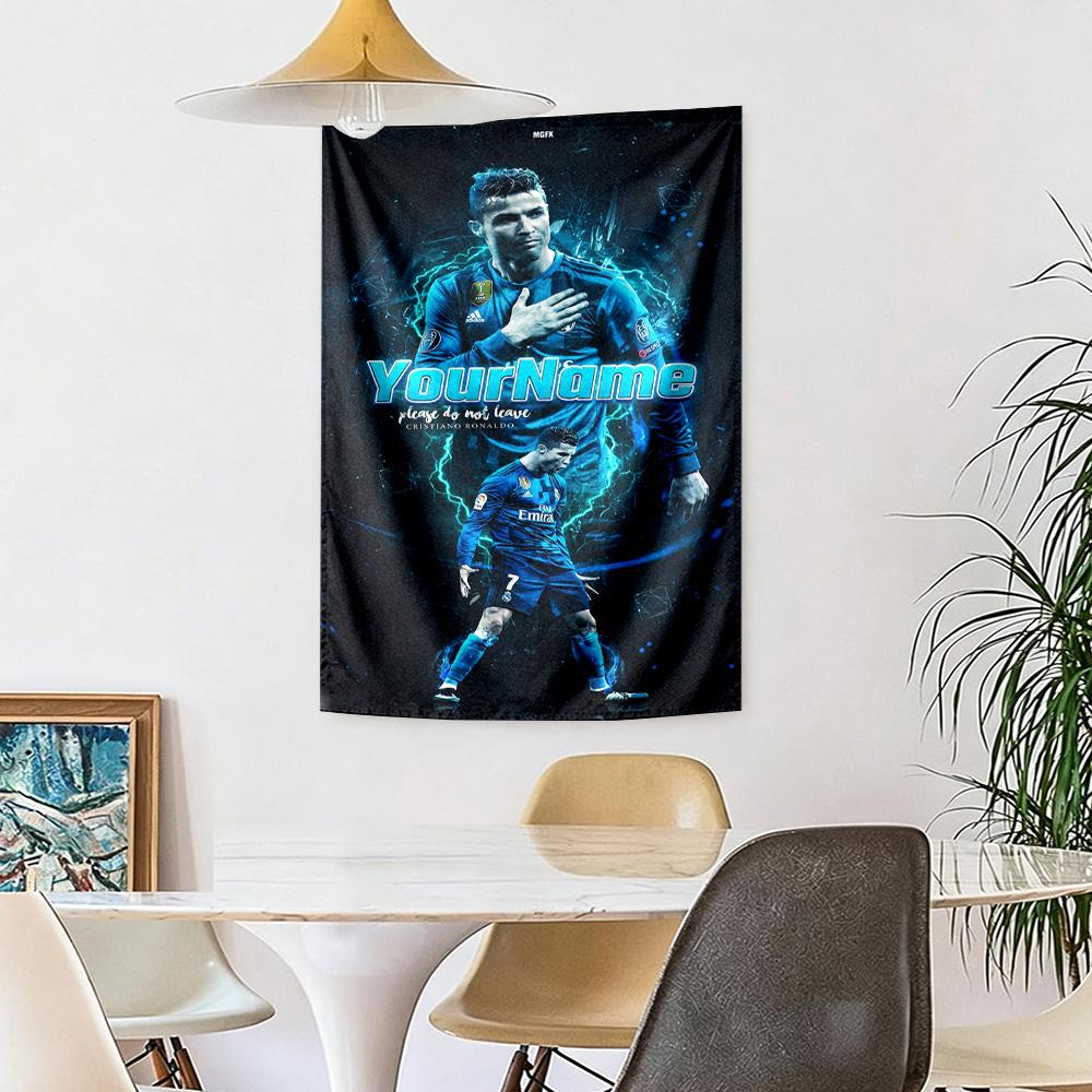 Cristiano Ronaldo Custom Your Name Wall Decor Tapestry Art For Pet Memorial Birthdaywedding Party Backdrop Family Gift