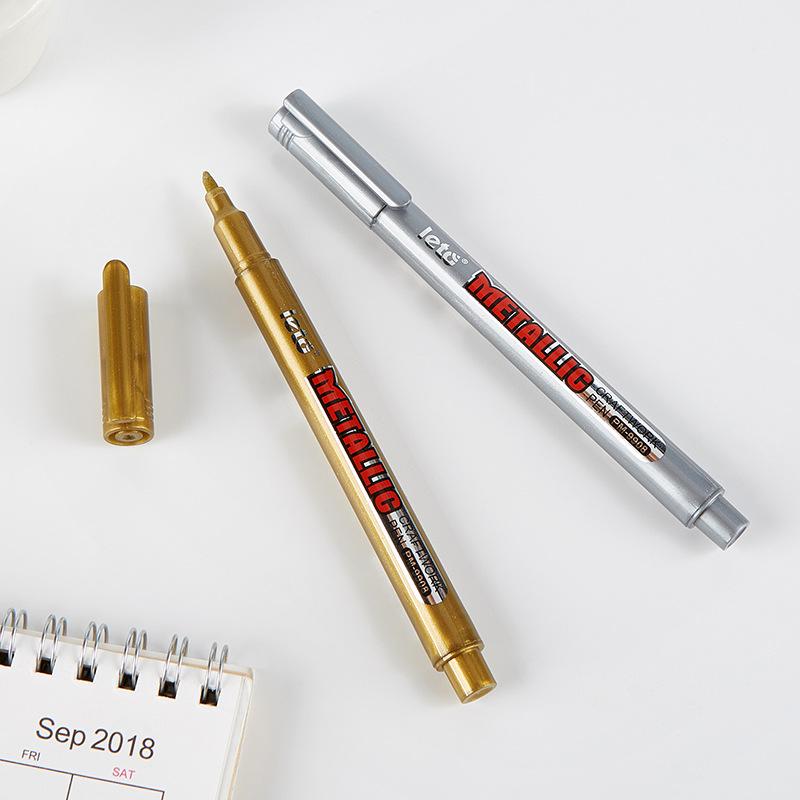 2pcs Gold & Silver Metal Markers Waterproof Quick Dry Water-Based Paint Pen for Greeting Card DIY Drawing And Signature