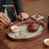 Exquisite Chinese Begonia Tea Serving Tray with Gaiwan Storage and Coaster Plate for Afternoon Tea and Coffee Shops