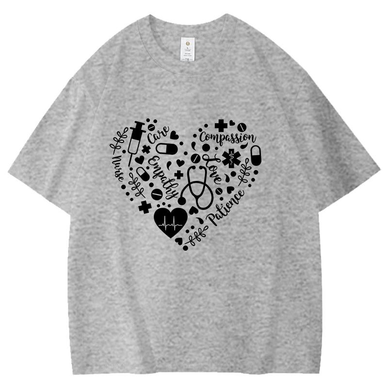 

Hot Caring Nurse Funny Summer Cotton TShirt Harajuku Simple Love Print Fashion Short Sleeve Summer Casual TShirt Top Shirt S