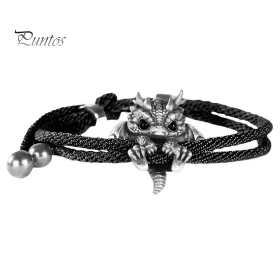 

Дракон Браслет Вита мотузка Вінтаж Китайський стиль Полірований сплав Легкий хіп-хоп Наручний аксесуар Унісекс Браслет Ювелірні вироби чорний