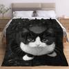 1pc Cat Lovers Black White Cat Blanket - Super Soft for Couch, Bed, Office - Cozy Warm Gift for Christmas, Thanksgiving