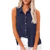 Summer Fashion Sleeveless Women Shirt Lapel Loose Casual Simple Office Blouse Plus Size Ladies Solid Color Elegant Basic Tops Clothing