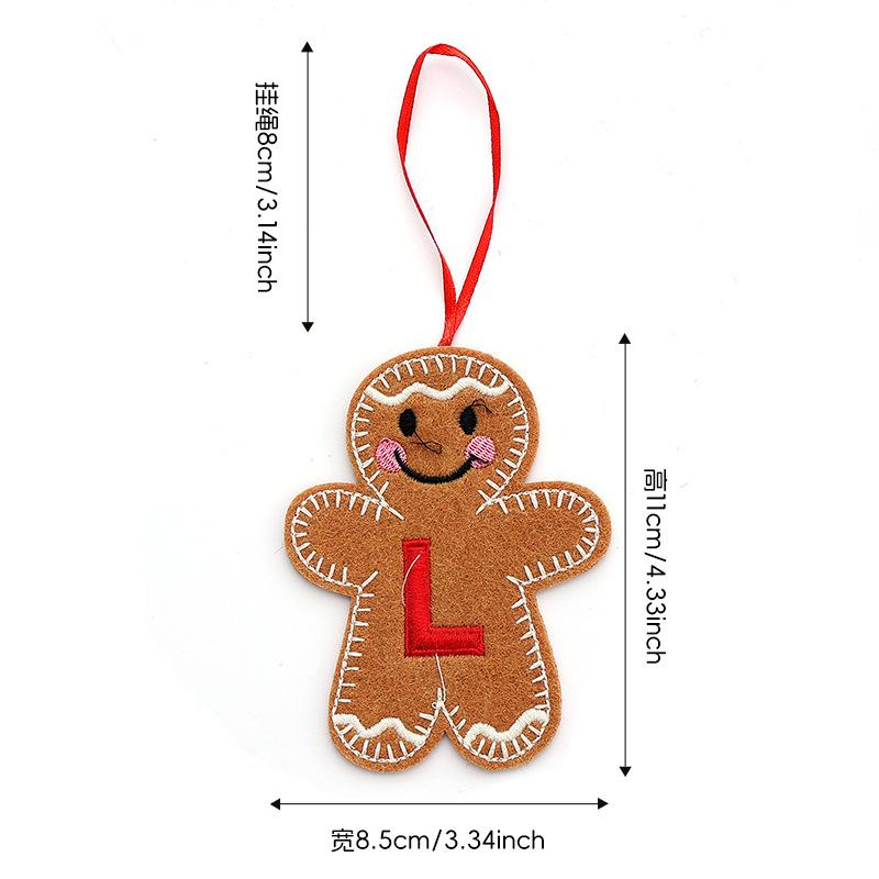Gingerbread Man Ornaments for Christmas Tree Hanging Decor with Alphabet Letters Festive Holiday Home Decorations Gift