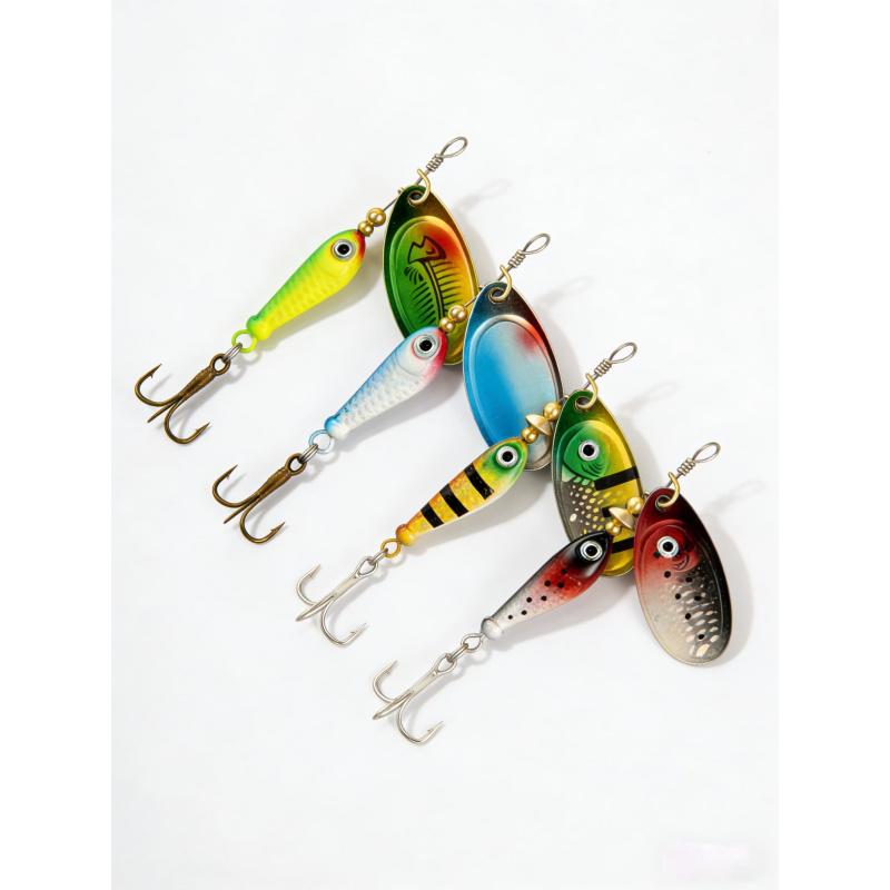 Special Lure Bait for Bass with Upturned Mouth9gRotating Spoon-Shaped Metal Hard Bait Treble Hook Bionic Fake Fish Bait