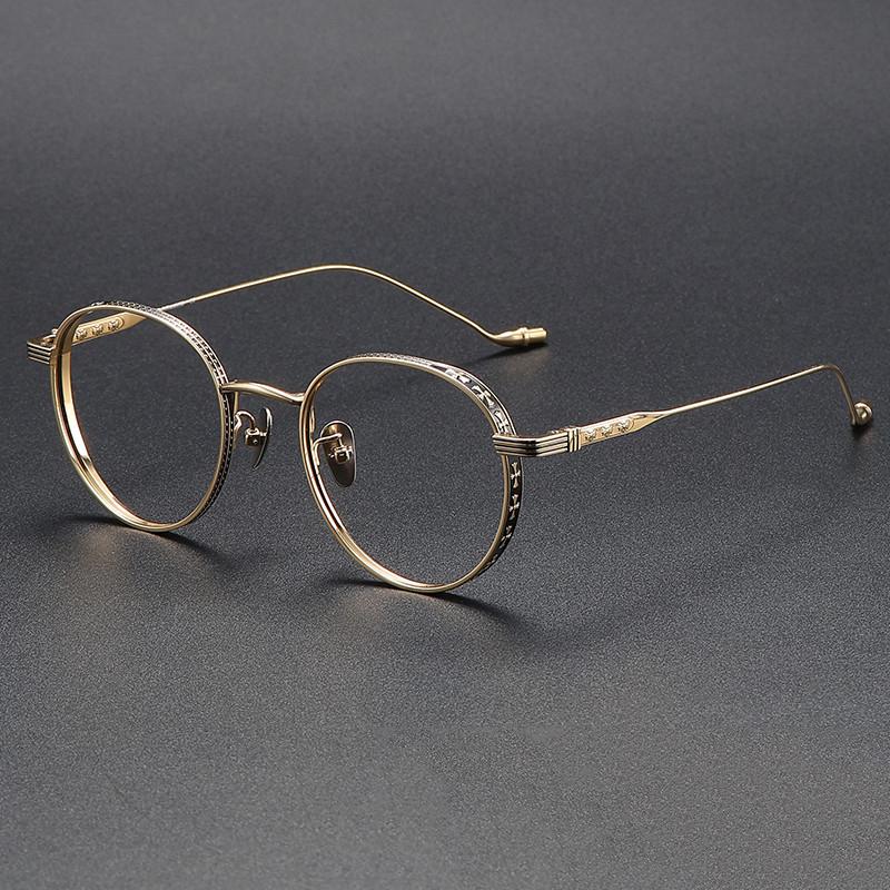 New Lightweight Carved Eyeglass Frame Top Quality Unisex Trendy Titanium Optical Frame Eyeglasses