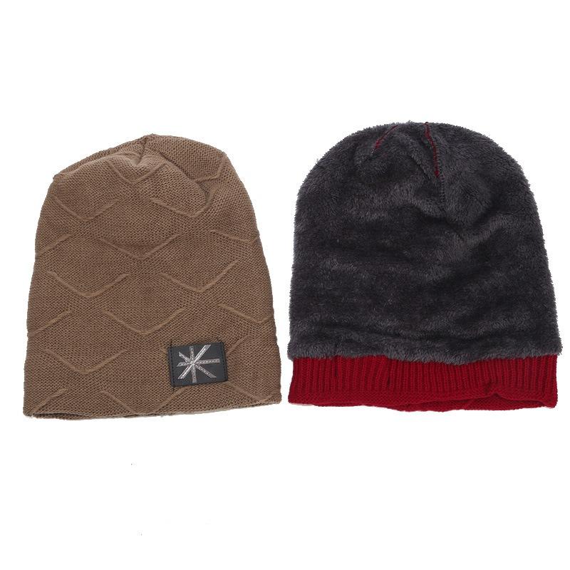New Men's Pullover Hat Street Trend Velvet Rice Character Knitted Hat Women's Autumn and Winter Outdoor Warm Hat Tide