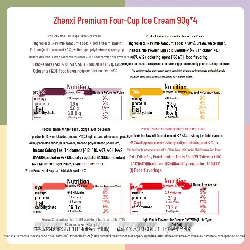 Yili Sélection Rare Le Choix de Dilraba Assortiment de Glaces Set de 4 Tasses