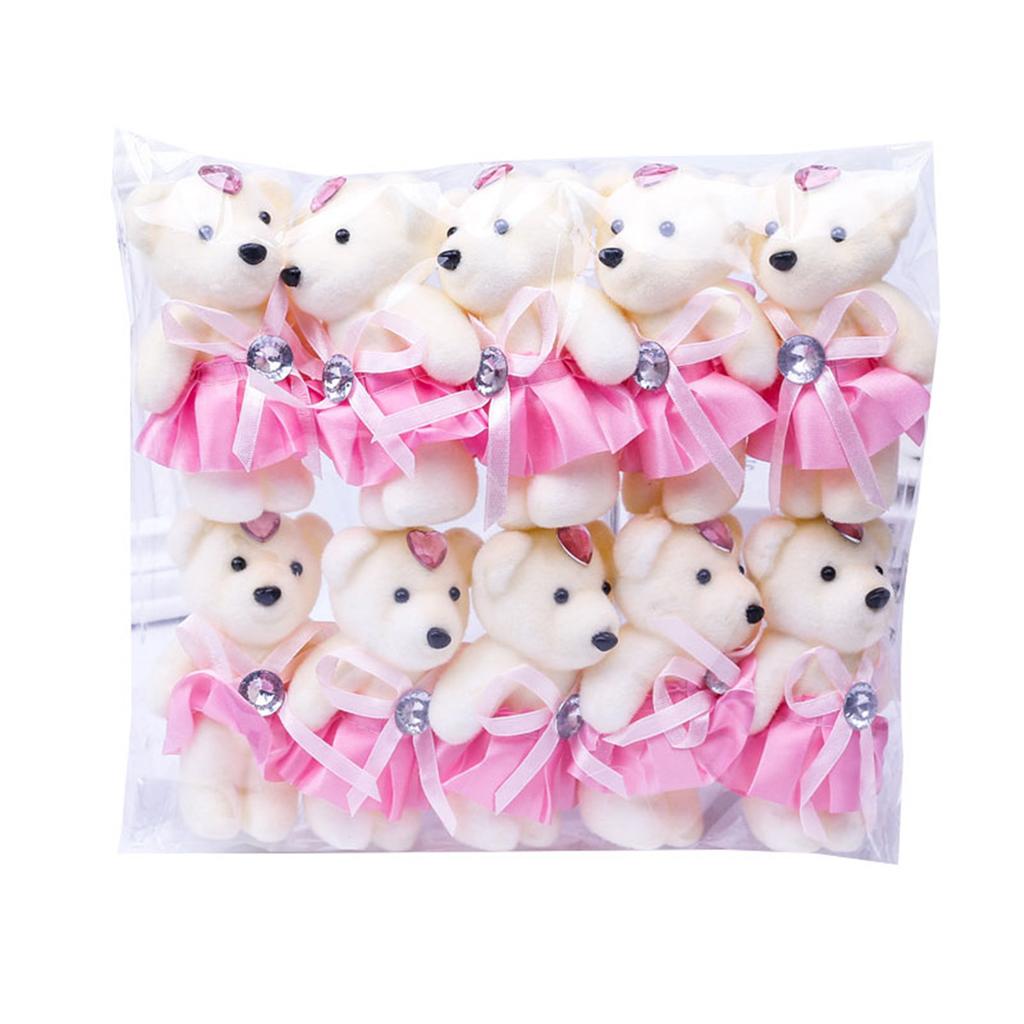 10Pcs 12cm Bear Flower Bouquet Toy Cartoon Doll Teddy Bear Bouquet Graduation Birthday Wedding Gifts Party Home Decoration