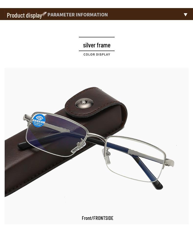 Chic Women's Metal Half-Frame Reading Glasses, HD Eye Protection, Blue Light Blocking, Unisex, Youthful Style