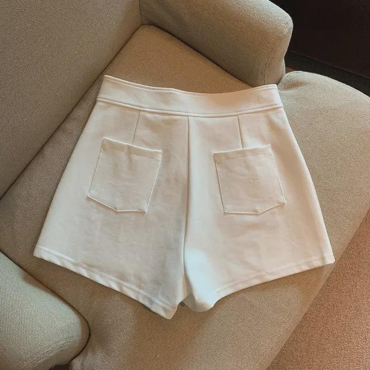 High-Waist Black A-Line Slim Shorts - Women's Summer & Autumn Elastic Hot Pants