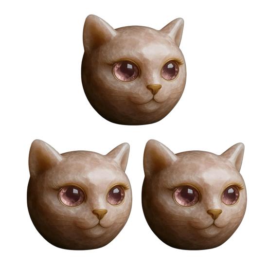 Handmade Cat Stone Imitation Crystal Cat Head Sculpture Resin Healing