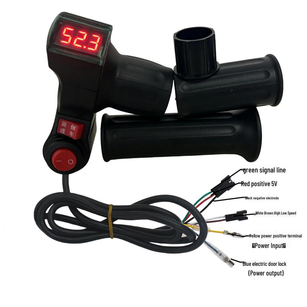 Red Screen Electric Vehicle Throttle Grip with Reverse Voltage Display