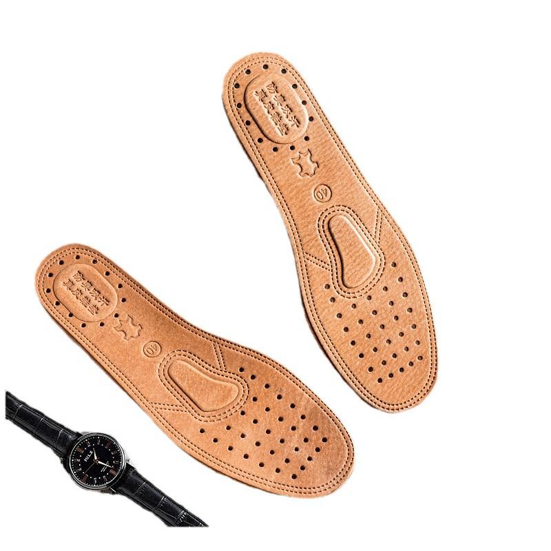 Moisture-Wicking Genuine Leather Insoles: Breathable, Deodorant, Thickened for All-Season Comfort for Men and Women