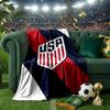 Usa Soccer Emblem Blanket Flannel Throw for Sofa, Indoor, Camping, Living Room, Office, Chair, And Bed Soft Birthday Gift
