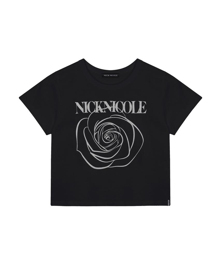 Nigaennikol Rose Signature Crop Top_Black Silver