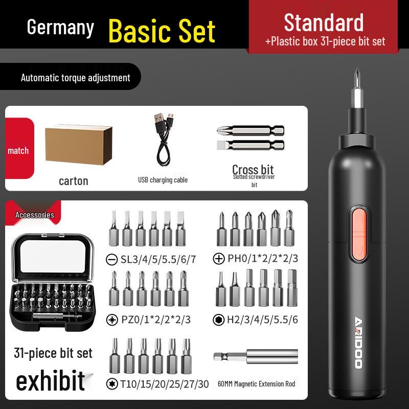 German Rechargeable Hand-Automatic Electric Screwdriver Set - Small Household Lithium Battery Tool