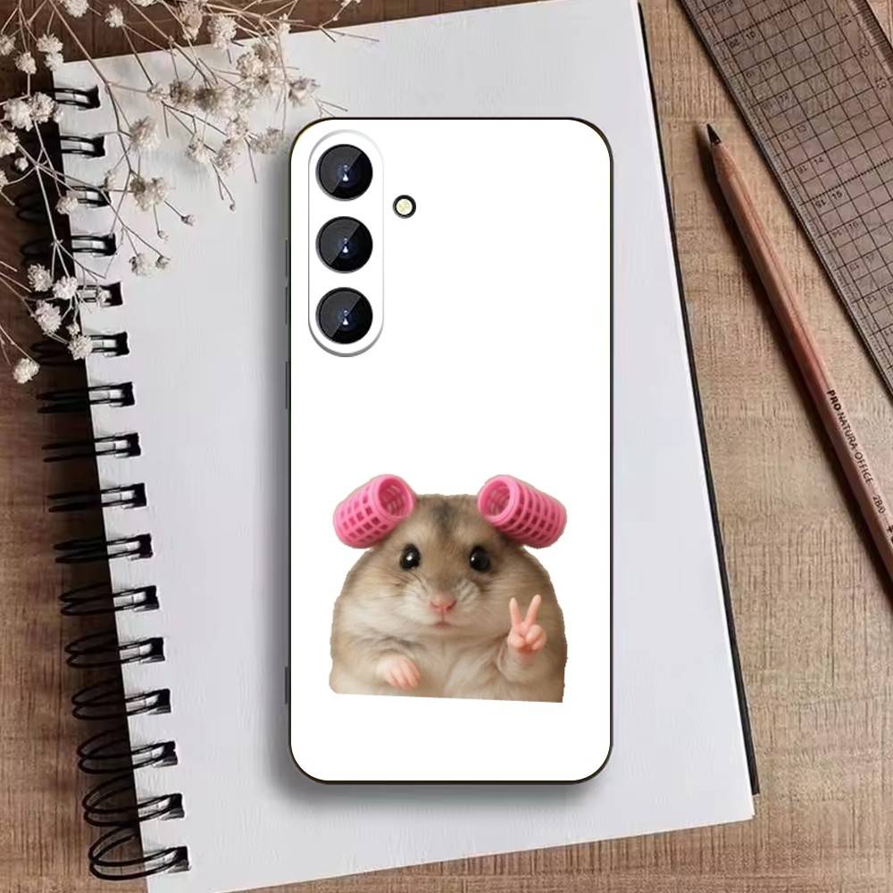 Big-eyed Goofy CAT Mouse Phone Case For Samsung Galaxy A73,21,22,32,71,53,52,51,80,5G Soft Black Cover