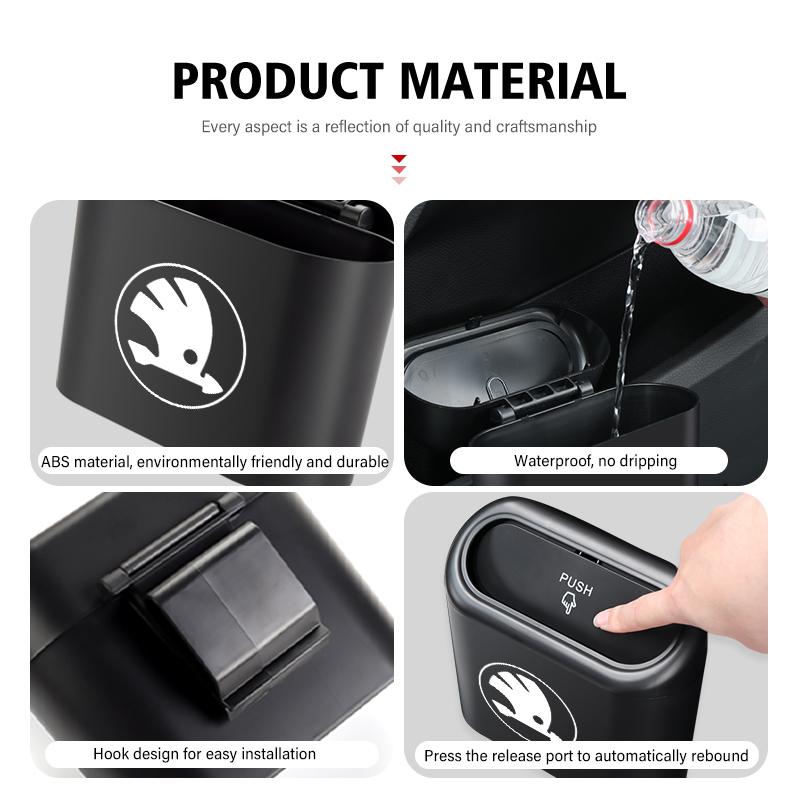 ATSS5 For Skoda Car Seat Back Hanging Trash Can Dust Box Waterproof Storage Accessories Fabia 1 2 Octavia a7 RS Superb Rapid Yeti