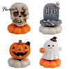 Holiday Home Accents 2Pcs Halloween Rotating Tombstone/Pumpkin/Ghost/Skull Figurine, Funny Desktop Toy, 360 Gift for Kids Degree Swivel Ornaments
