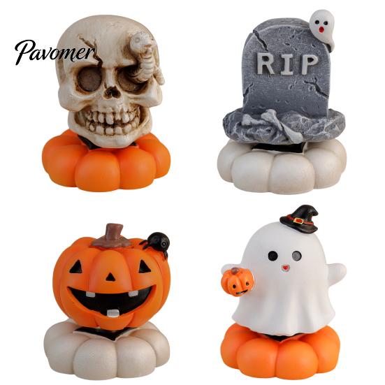 Holiday Home Accents 2Pcs Halloween Rotating Tombstone/Pumpkin/Ghost/Skull Figurine, Funny Desktop Toy, 360 Gift for Kids Degree Swivel Ornaments