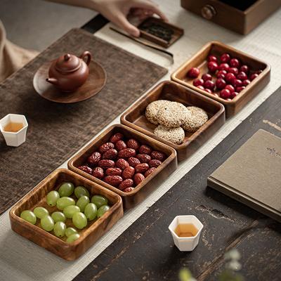 Chinese-style Solid Wood Dried Fruit Tray Home Use Living Room Can Be Stacked with Snacks and Snacks Box Creative Design Walnut Refreshment Tray