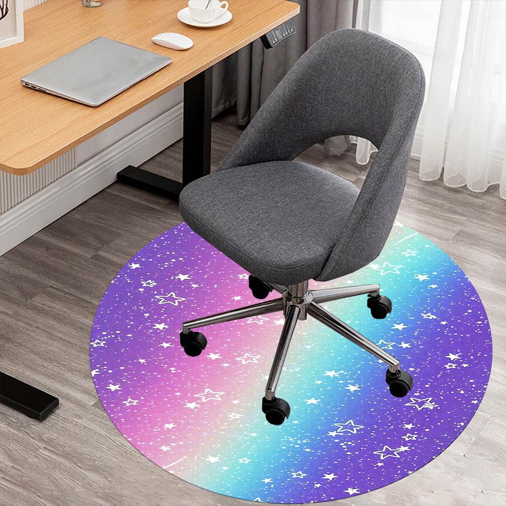 

1pc rainbow galaxy Round Chair mat Area Rug - Non-Slip, Floor Mat for Office, Bedroom, and Indoor Decor -1002190 80cm by 80cm