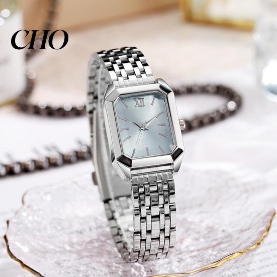 Light Luxury Watch Ladies Style Square Dial Steel Modern Minimalist Strap Embellishment for Office Party Date Night Women Quartz