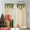 2pcs 2D Flat Printing Christmas Curtains Christmas Gifts Pinecones Ornaments Stars Fabric Without Electricity Festive Holiday
