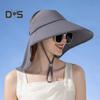 Women's Wide Brim Sun Hat Rollable UV Sun Protection Hat with Neck Flap UPF 50+ Fishing Hat with Ponytail Hole for Hiking Beach