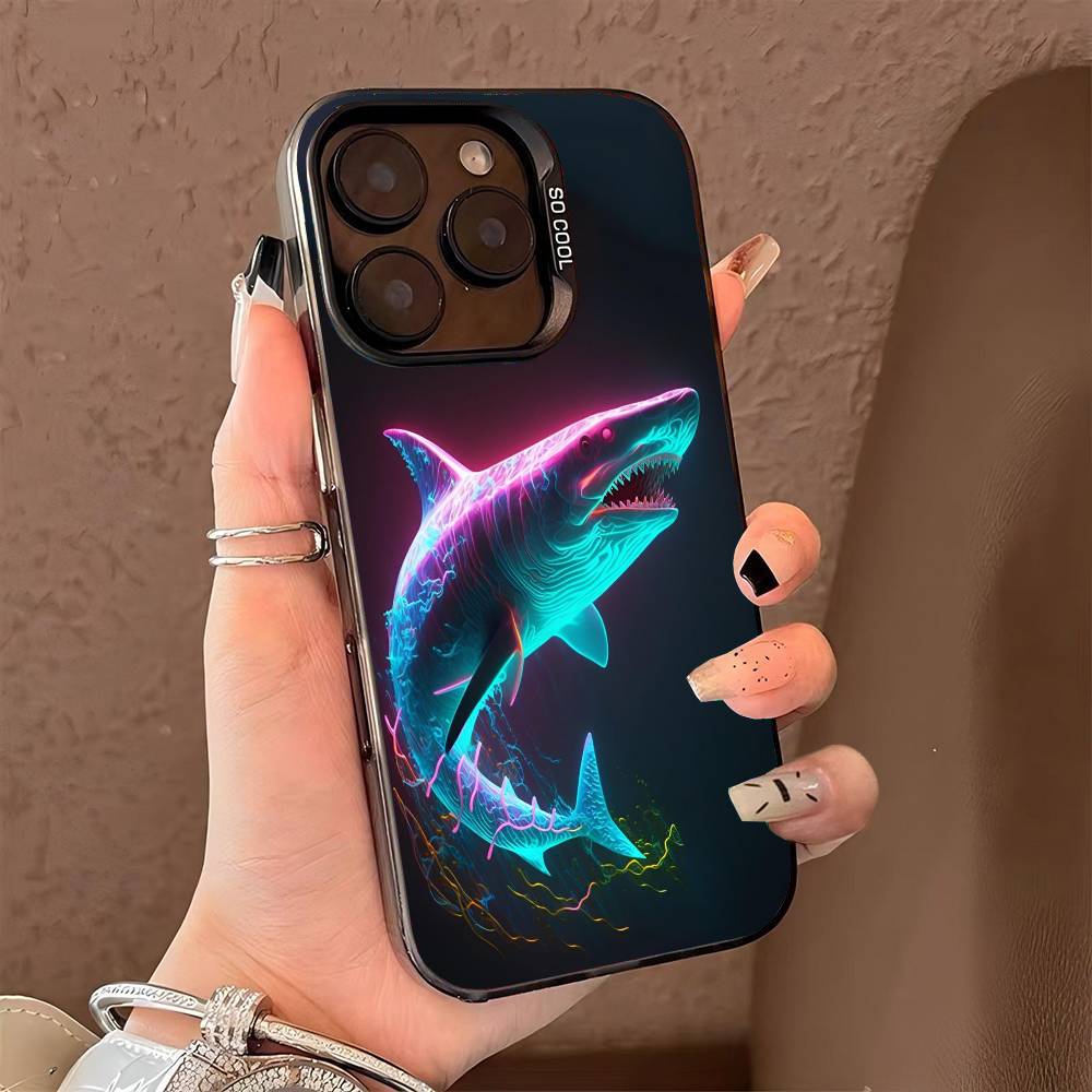 Shark Phone Case for iPhone 17 17Air 16 15 14 13 12 11 Pro Max Plus Colorful Silver