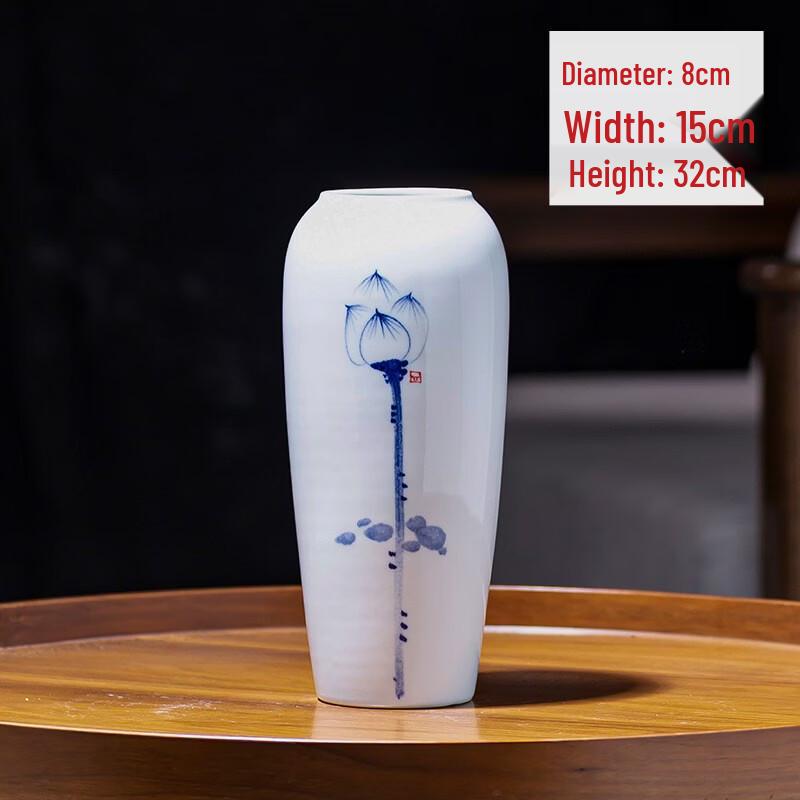 Retro Hand-painted Blue and White Ceramic Vase Set