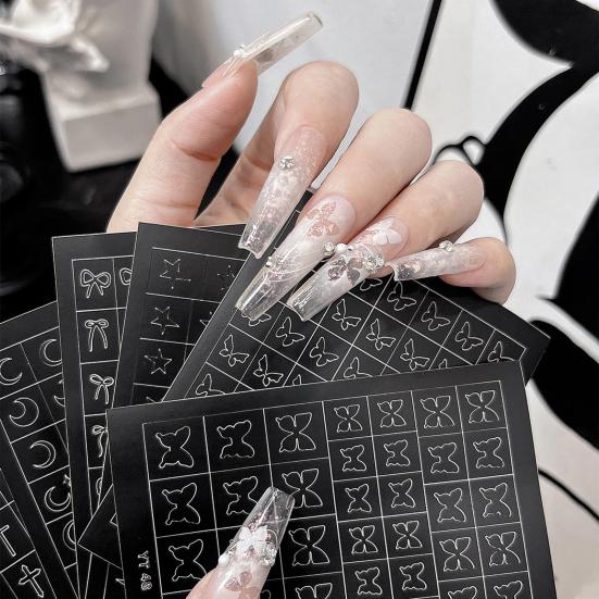 3/6/7/8/9/10 Sheets Nail Art Sticker Self-adhesive Halloween Christmas Butterfly Love Heart Women Fake Nail Decoration Decal
