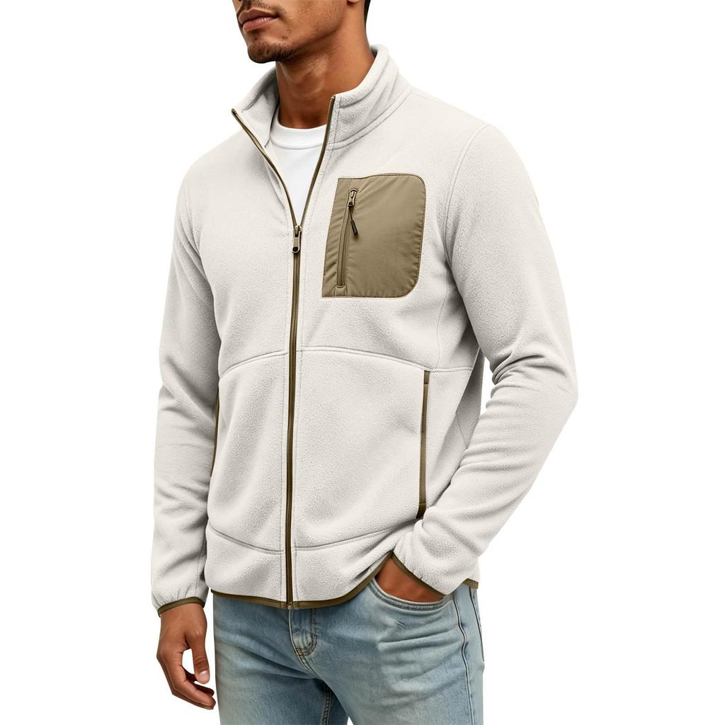 Men's Pullover with Stand Collar and Half Zip for Winter Outdoor
